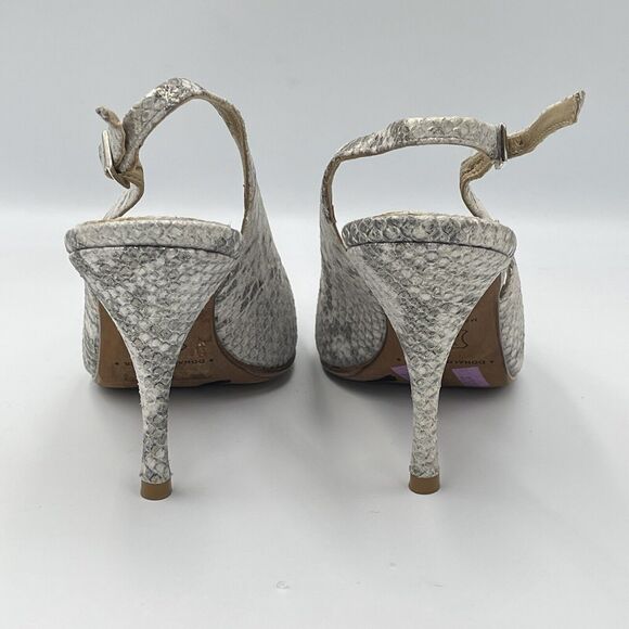 Donald J Pliner BRIGHT Leather Slingback Heels WOMENS SIZE 6.5 Shoe Silver Snake - Picture 7 of 7